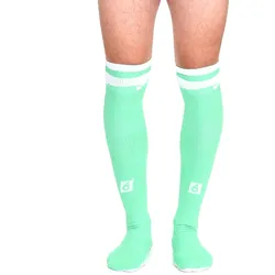 1 Paar Outfitter OCEAN FABRICS Tahi Fußball-Stutzen Knie-Strümpfe für Damen und Herren klassische Sport-Socken OUT-U-3029-OTW-25 Grün - XL/XXL