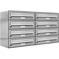 AL Briefkastensysteme 8er Premium Edelstahl Briefkastenanlage Silber