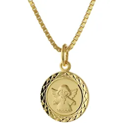 trendor 75323 Engel Schmuck-Anhänger für Kinder Gold 585 + vergoldete Kette, 38 cm