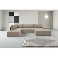 werk2 Wohnlandschaft Cord 3-Sitzer Hellgrau/Beige