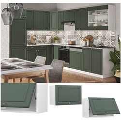Vicco Hängeschrank Küchenschrank Küchenmöbel Fame-Line Weiß Grün-Gold Landhaus 60 cm Küche Einbauküche Hängeschrank Klapptür Dunstabzugshaube Küchenzeile