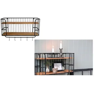Chic Antique Altes Regal Garderobe mit Haken, 72 x 20 x 45 cm, antik schwarz