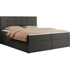 MKS Meble Boxspringbett 160x200 mit Bettkasten und Matratze H4, Polsterbett 160x200 mit Bettkasten, Bett 160x200 mit Stauraum und Topper - Centos -... - Dunkelgrau