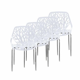 Makika Retro Stuhl Design-Stuhl - CALUNA 4er Set in Weiß