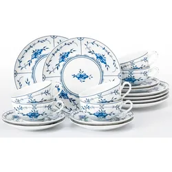 Teeservice SELTMANN WEIDEN "Geschirr-Set, 18 Teile, Amina Strohblume, klein", weiß (weiß, blau), 18 tlg., Porzellan, Geschirr-Sets, Stäbchenrelief, die Strohblume, Blütenmotiv
