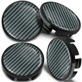 SkinoEu 4 x 65mm Nabendeckel Felgendeckel Radnabenabdeckung Nabenkappen Felgenkappen Radkappen Alufelgen Kompatibel mit VW 3B7 601 171 / 6U7 601 171 Carbon Schwarz CV 12