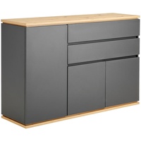 Xora Sideboard, Graphit, Eiche Artisan, Holzwerkstoff, 3 Fächer, 2 Schubladen, 139x93x42 cm, Typenauswahl, Beimöbel erhältlich, stehend, Wohnzimmer, Kommoden & Sideboards, Sideboards