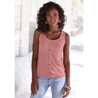 LASCANA Trägertop "mit Zierknopfleiste", Damen, Gr. 36/38, lila (beere), Piqué, Obermaterial: 69% Polyester (REPREVE), 28% Viskose, 3% Elasthan, unifarben, figurumspielend normal, Rundhals, Tops Trägertop, aus weicher Piqué-Qualität