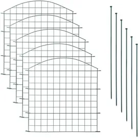 Estexo Teichzaun Oberbogen 11tlg Set Gitterzaun Metall grün 5 Zaunelemente - Grün