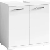 byLIVING Waschbeckenunterschrank »Nebraska«, Breite 60 cm, mit Hochglanzlackierung und verchromten Metallgriffen weiß