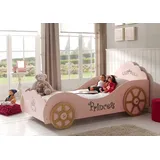 Vipack Kinderbett Princess 90 x 200 cm MDF rosa lackiert mit Applikationen