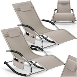 Tectake Taya Sonnenliege 200 x 58 x 55 cm Beige