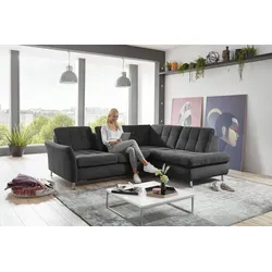 Ecksofa DIE PLANBAR "MP-IN20016 L-Form mit Kaltschaum-Polsterung", schwarz, B:242cm H:87cm T:116cm, 100% Polyester, Sofas, wahlweise mit Kopfstützen und Bettfunktion, mit Kaltschaum-Polsterung
