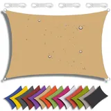 QIAQ Sonnensegel, rechteckig, 4 x 8 m, 95 % UV-Schutz, für Garten, Outdoor, Terrasse, Party, Pergola, Balkon, Sandgelb