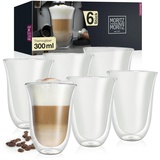 Moritz & Moritz Barista Latte Macchiato Gläser Doppelwandig 6 x 300 ml – Doppelwandige Gläser Latte Macchiato, Doppelwandige Kaffeegläser, Teegläser - Spülmaschinengeeignet