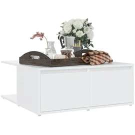 furnicato Couchtisch Weiß Holz 80 x 31 x 80 cm