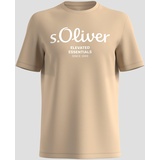 s.Oliver T-Shirt mit Label-Print, Sand, XXL