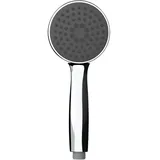 Wenko Duschkopf Basic Grau, langlebige Universal-Handbrause, praktische Duschbrause mit Regenwasserstrahl, einfache Kalkreinigung, hochwertiger Kunststoff verchromt, Ø 10 cm