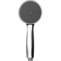 Wenko Duschkopf Basic Grau, langlebige Universal-Handbrause, praktische Duschbrause mit Regenwasserstrahl, einfache Kalkreinigung, hochwertiger Kunststoff verchromt, Ø 10 cm