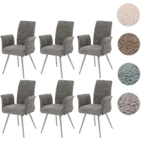 Mendler 6er-Set Esszimmerstuhl HWC-G55, Stuhl mit Armlehne, Edelstahl gebürstet