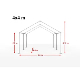 TOOLPORT Partyzelt 4 x 4 m inkl. Seitenteile weiß