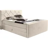 PLACES OF STYLE Boxspringbett »Atlanta«, inklusive Topper und Bettkasten beige