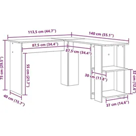 vidaXL Eckschreibtisch Beton Grau
