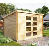 Flachdach Gartenhaus Gerätehaus Holz 28mm 3x3M Harz mit 18mm Boden - EB28235F18L