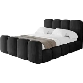 altdecor Polsterbett mit Bettkasten, Fußteil und Lattenrost, Boxbett ohne Matratze, - KALA-Z 140x200 Schwarz