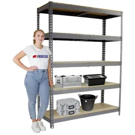 Proregal Schwerlastregal Metall 200x240x75 cm Grau