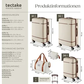 Tectake Madison Koffer-Set 13-tlg. beige/creme
