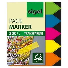 Sigel TRANSPARENT Haftmarker farbsortiert 5x 40 Streifen