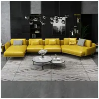 JVmoebel Wohnlandschaft Sofa U-Form Ledersofa Couch Wohnlandschaft Garnitur Sofas Turkis, Made in Europa gelb