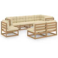 vidaXL 8-tlg. Garten-Lounge-Set mit Kissen Massivholz Kiefer