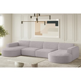 Fun Möbel Wohnlandschaft U-Form Sofa PALMA XL in Stoff Ascot Rose - Rosa