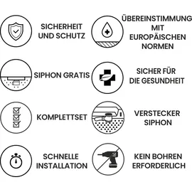bad land Duschwanne Rechteck Steinoptik, Ablaufgarnitur im SET, Anti-Rutsch, Verbundwerkstoff Schwarz Ø Badland VIDAR 180x90x3,2 SMC