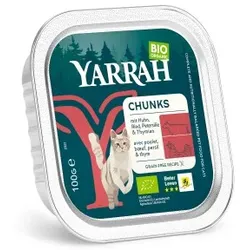 Yarrah Adult Bio Bröckchen in Soße 16x100 g Huhn & Rind