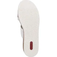 Rieker Damen Pantolette schmal mit großer runder Schnalle und Keilabsatz 62993, Größe:38 EU, Farbe:Weiß - Weiß - 38