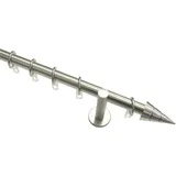 GARDINIA Gardinenstangen Set Kegel 1-läufig 20mm 200cm Edelstahl-Optik