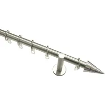 GARDINIA Gardinenstangen Set Kegel 1-läufig 20mm 200cm Edelstahl-Optik