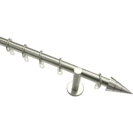 GARDINIA Gardinenstangen Set Kegel 1-läufig 20mm 200cm Edelstahl-Optik