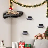 Kletterwand Katzen mit Katzenbett und 3X Katzentreppe Wand [Birkenholz] I Kratzbaum Wand I Hängematte Katze I Katzenwand I Wandkratzbaum I Katzen Kletterwand | Katzenmöbel (4-teilig)