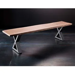 Esszimmerbank Sitzbank aus Akazie Massivholz und Metall