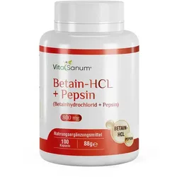 VitaSanum® - Betain-HCL + Pepsin (Betainhydrochlorid + Pepsin) 800 mg 100 Kapseln 100 St