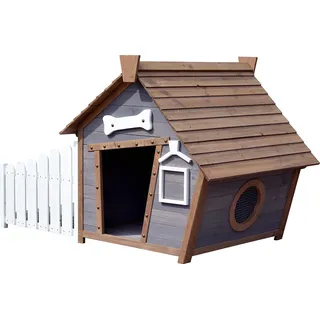 Dobar Hundehütte Porch 146,3 x 90 x 96 cm Holz Grau/Braun