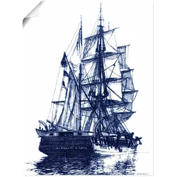 Artland Wandbild »Antikes Schiff in blau I«, Boote & Schiffe, (1 St.), als Alubild, Outdoorbild, Poster in verschied. Größen Artland Farbe Bild(er): naturfarben