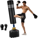 KOMFOTTEU Standboxsack 175cm, Schwerer Boxsack mit Ständer, Boxsack Set stehend Ink. Boxhandschuhe, Boxing Bag Kickboxsack Sandsack für Erwachsene