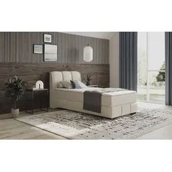 Boxbett MR. COUCH "Bethany mit Bettkasten, inkl. Matratze", beige (aqua clean pascha 02 natur), B:116cm L:223cm, Polyester, Baumwolle, Komplettbetten, Topper und Zierkissen, in verschiedenen Härtegraden verfügbar