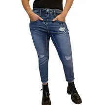 Herrlicher Herrlicher, Shyra Cropped Jeans Comfort mit halb verdeckter Knopfleiste im Destroyed Look (DE/NL/SE/PL, Numerisch, 26, Regular, Regular) - 26