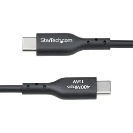 Startech StarTech.com 1m USB-A auf USB-C Ladekabel, USB-A auf Typ-C Schnellladekabel, 3A, USB 2.0 Datenübertragung, Schwarz